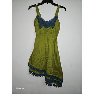 Matilda Jane Good Hart Summer Breeze Dress Green Blue Crochet Lace Size Small